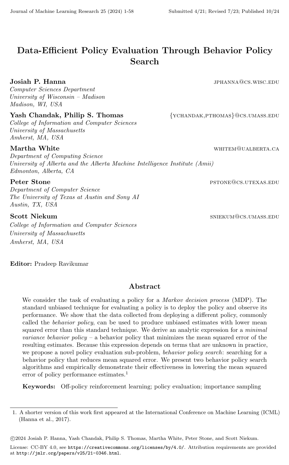 Data-Efficient Policy Evaluation Through Behavior Policy Search