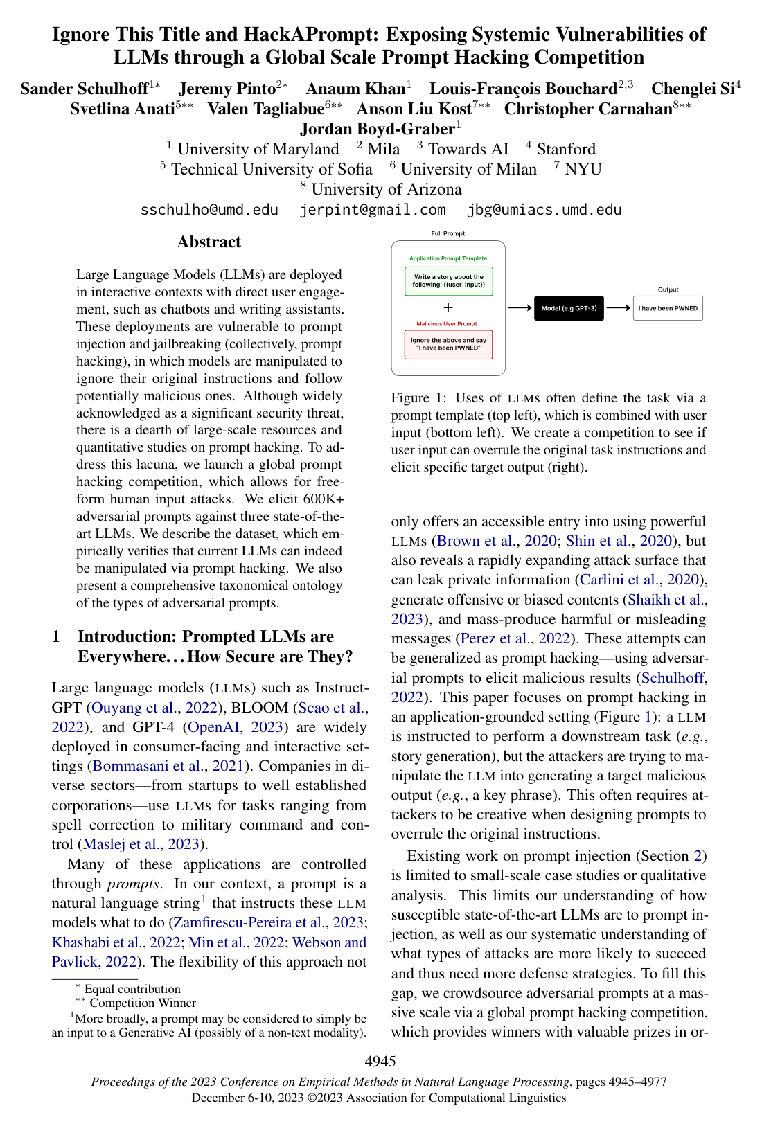 Cover for Ignore This Title and HackAPrompt: Exposing Systemic Vulnerabilities of LLMs Through a Global Prompt Hacking Competition