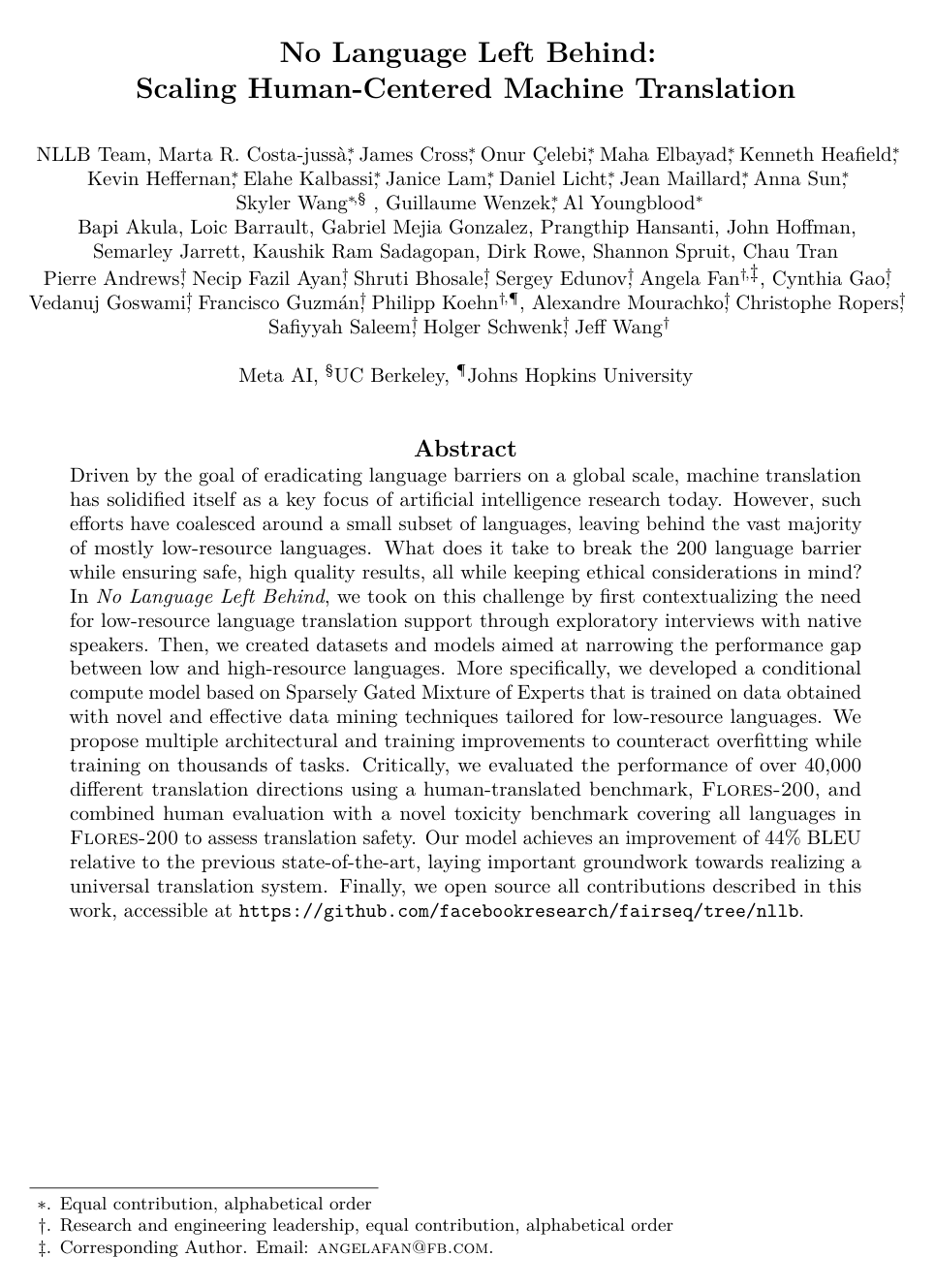 Cover for No Language Left Behind: Scaling Human-Centered Machine Translation