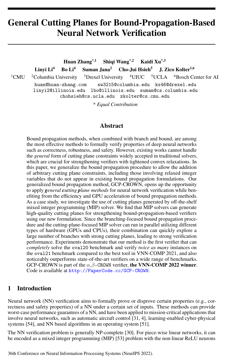 General Cutting Planes for Bound-Propagation-Based Neural Network Verification