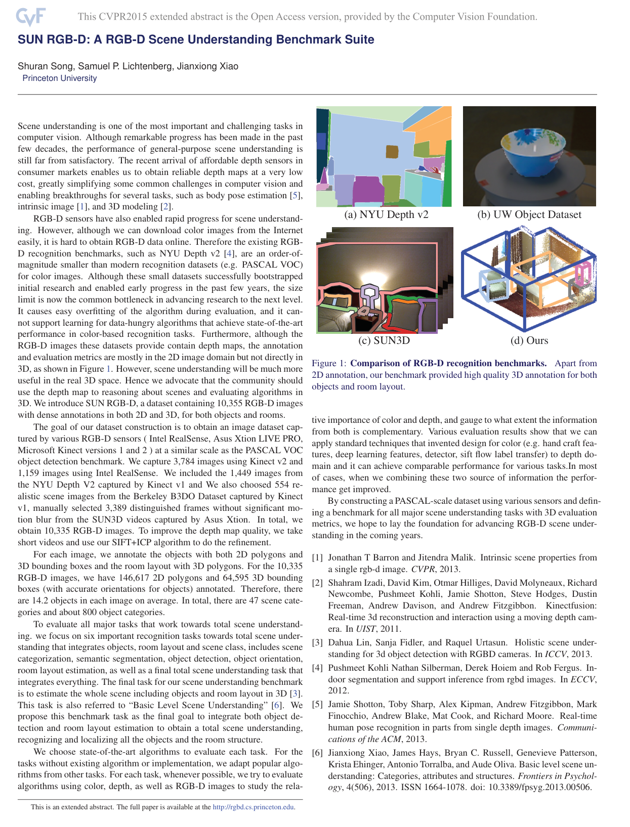 SUN RGB-D: A RGB-D scene understanding benchmark suite