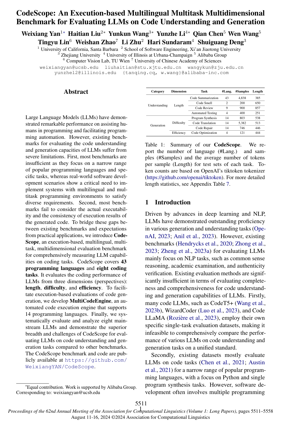 CodeScope: An Execution-based Multilingual Multitask Multidimensional Benchmark for Evaluating LLMs on Code Understanding and Generation