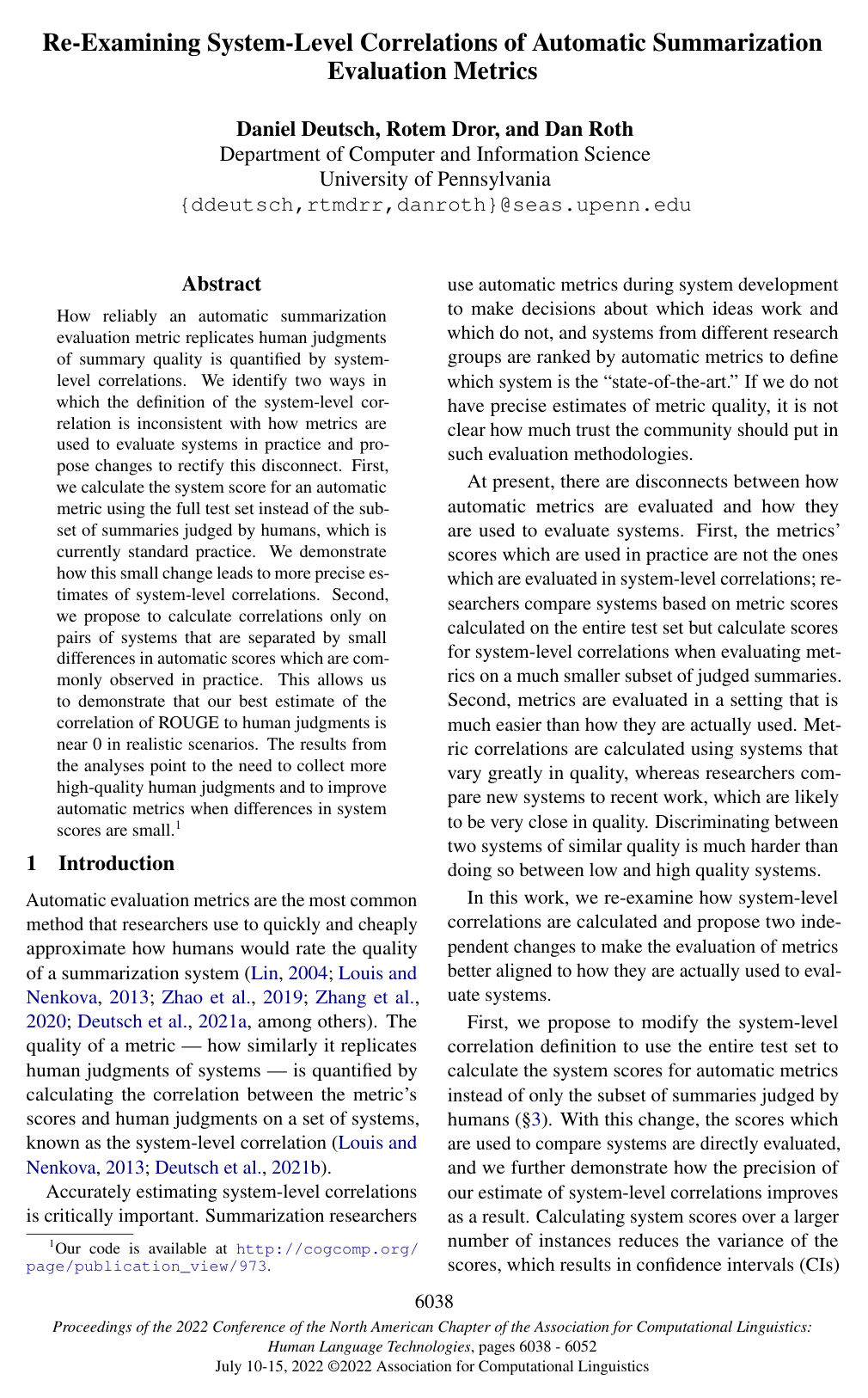 Re-Examining System-Level Correlations of Automatic Summarization Evaluation Metrics