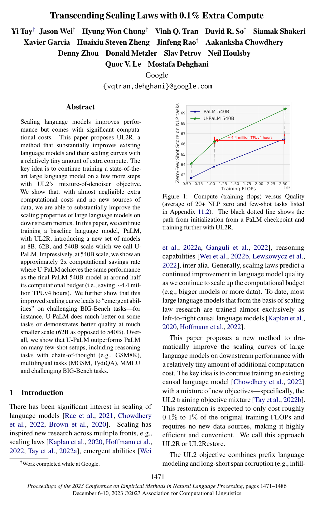 Transcending Scaling Laws with 0.1% Extra Compute