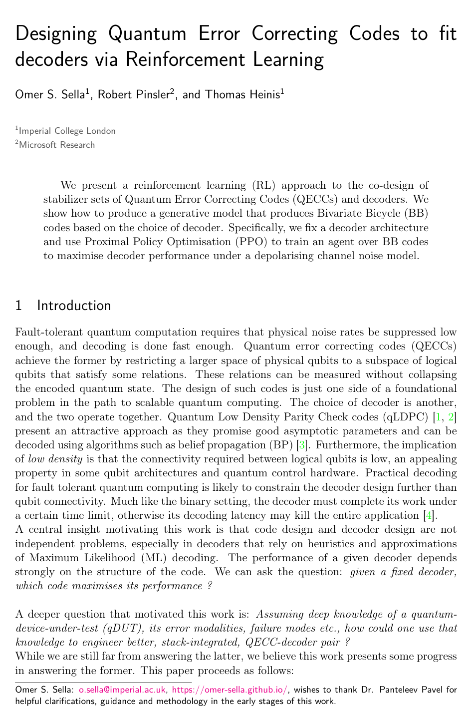 Designing Quantum Error Correcting Codes to fit decoders via Reinforcement Learning