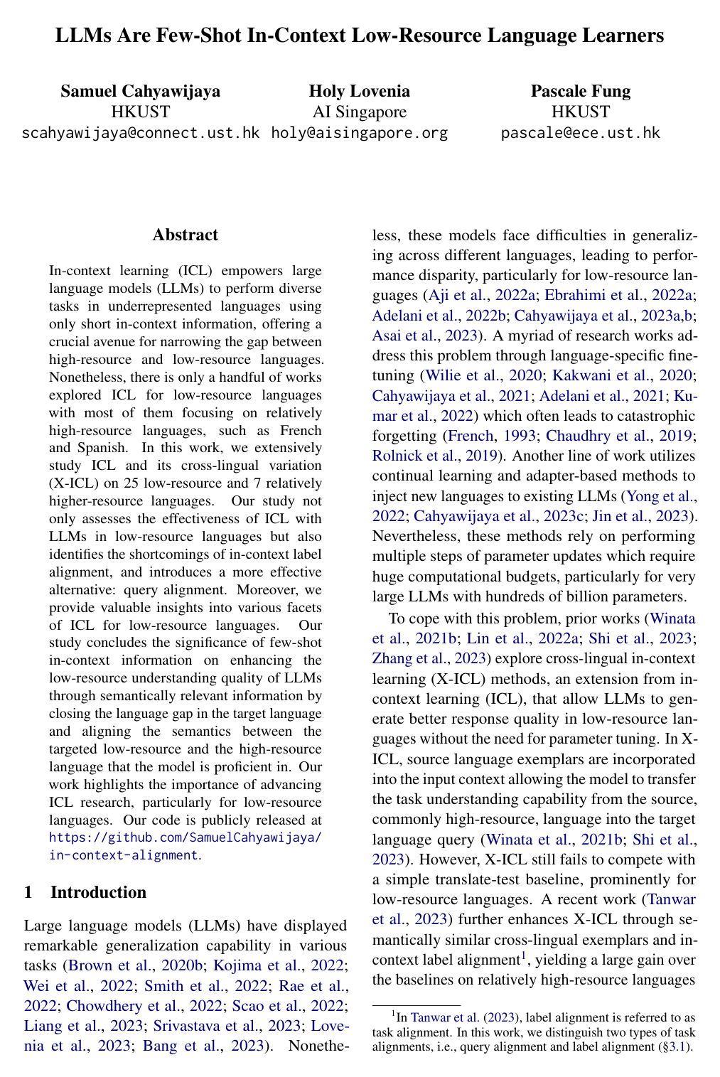 LLMs Are Few-Shot In-Context Low-Resource Language Learners