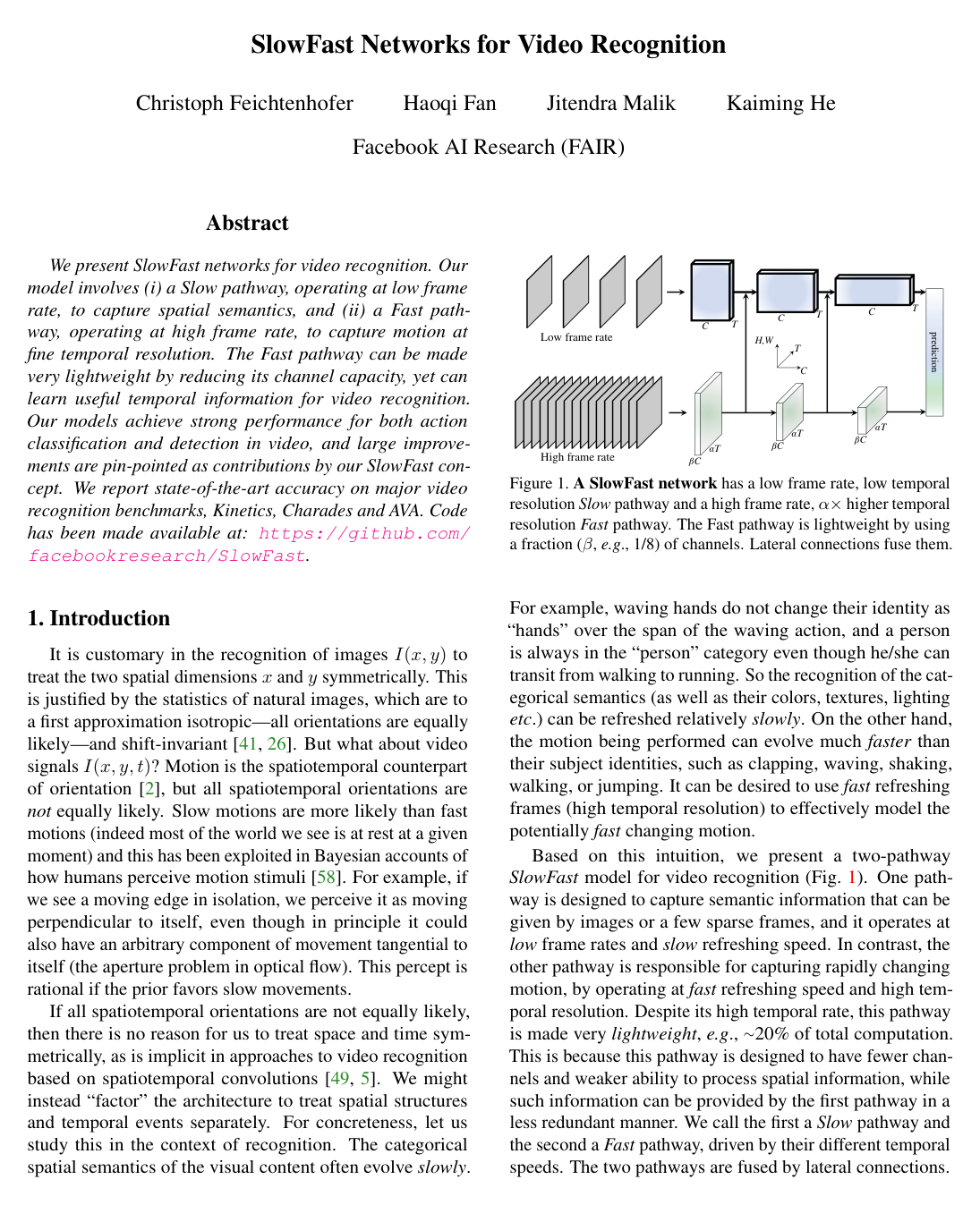 SlowFast Networks for Video Recognition