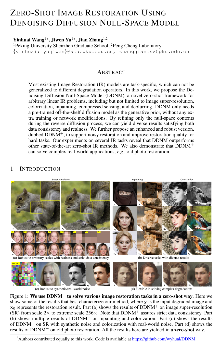 Cover for Zero-Shot Image Restoration Using Denoising Diffusion Null-Space Model