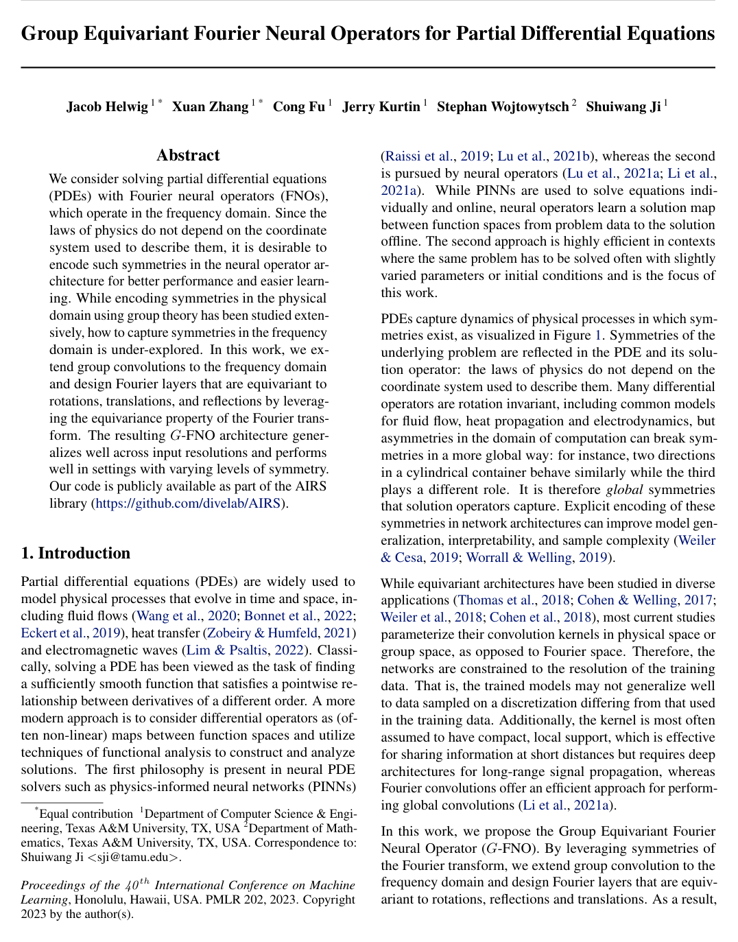 Group Equivariant Fourier Neural Operators for Partial Differential Equations