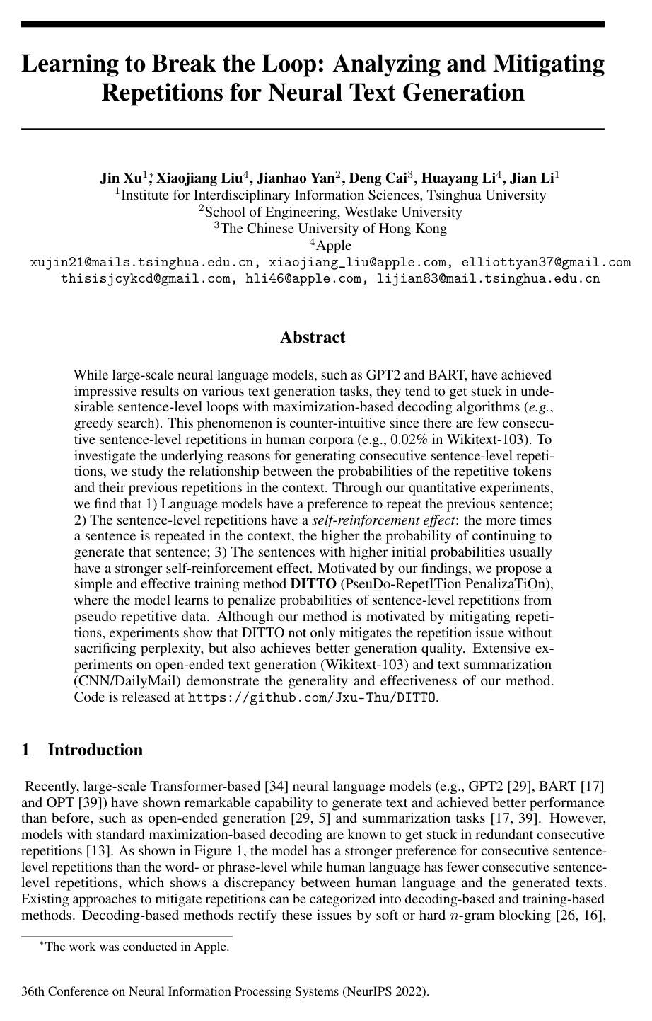Cover for Learning to Break the Loop: Analyzing and Mitigating Repetitions for Neural Text Generation
