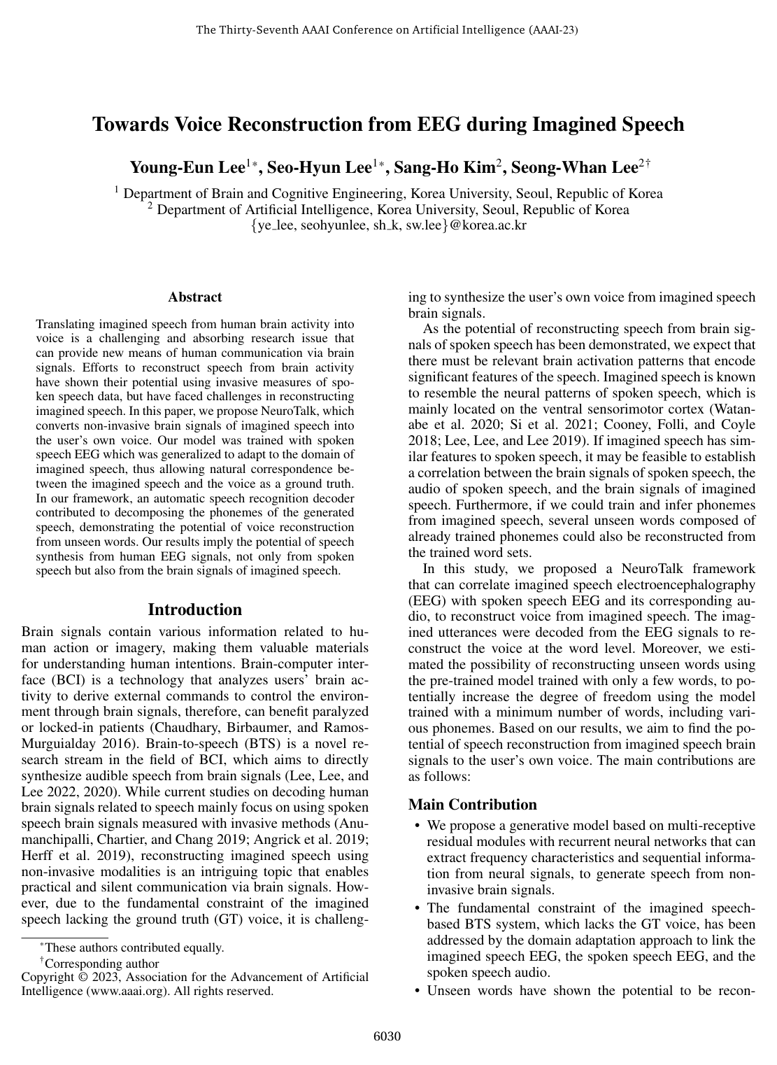 Towards Voice Reconstruction from EEG during Imagined Speech