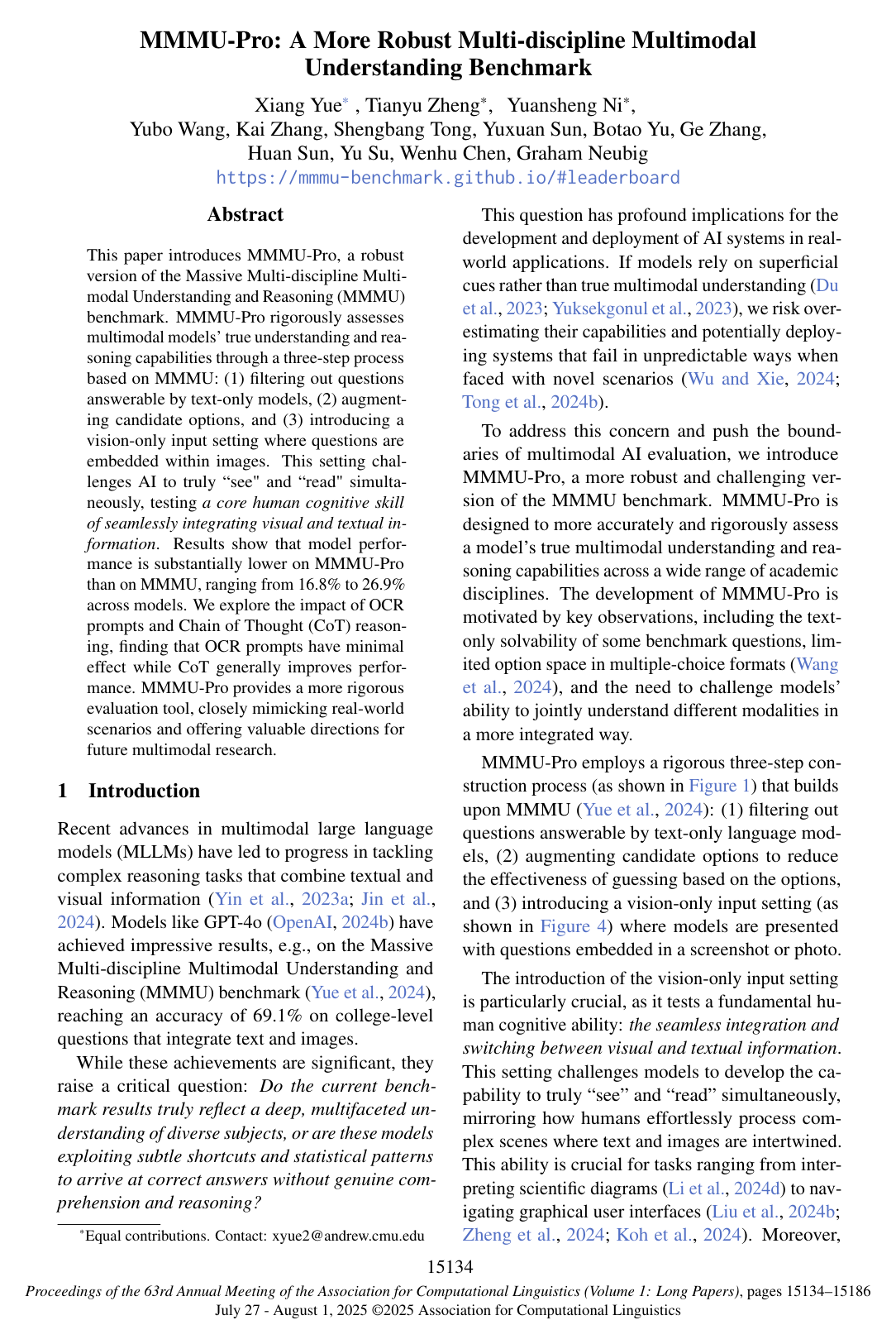 Cover for MMMU-Pro: A More Robust Multi-discipline Multimodal Understanding Benchmark