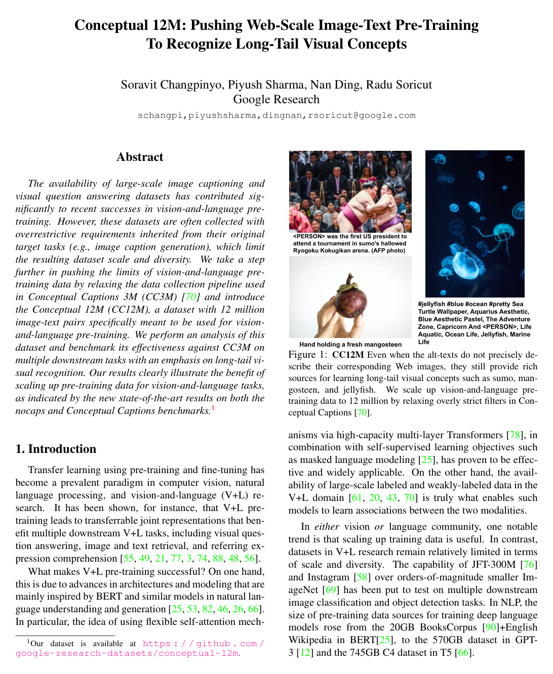 Conceptual 12M: Pushing Web-Scale Image-Text Pre-Training To Recognize Long-Tail Visual Concepts