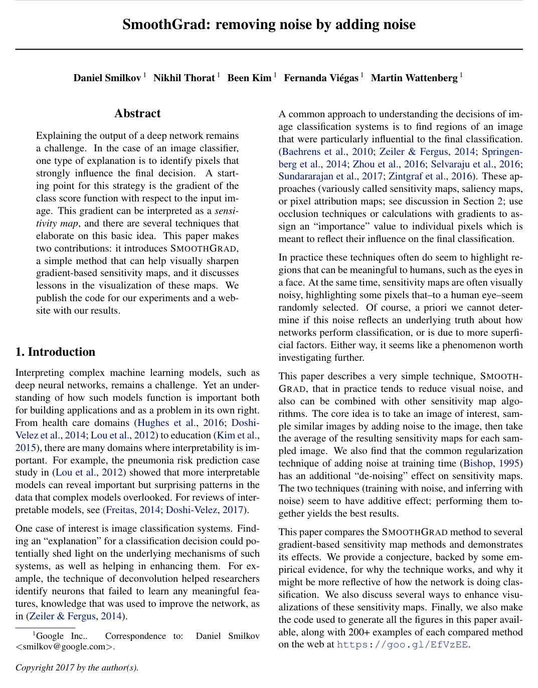 Cover for SmoothGrad: removing noise by adding noise