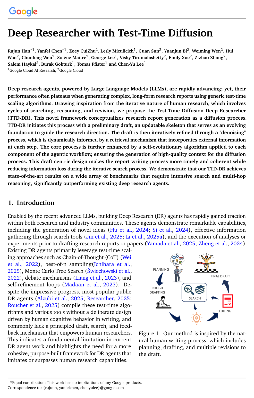 Cover for Deep Researcher with Test-time Diffusion