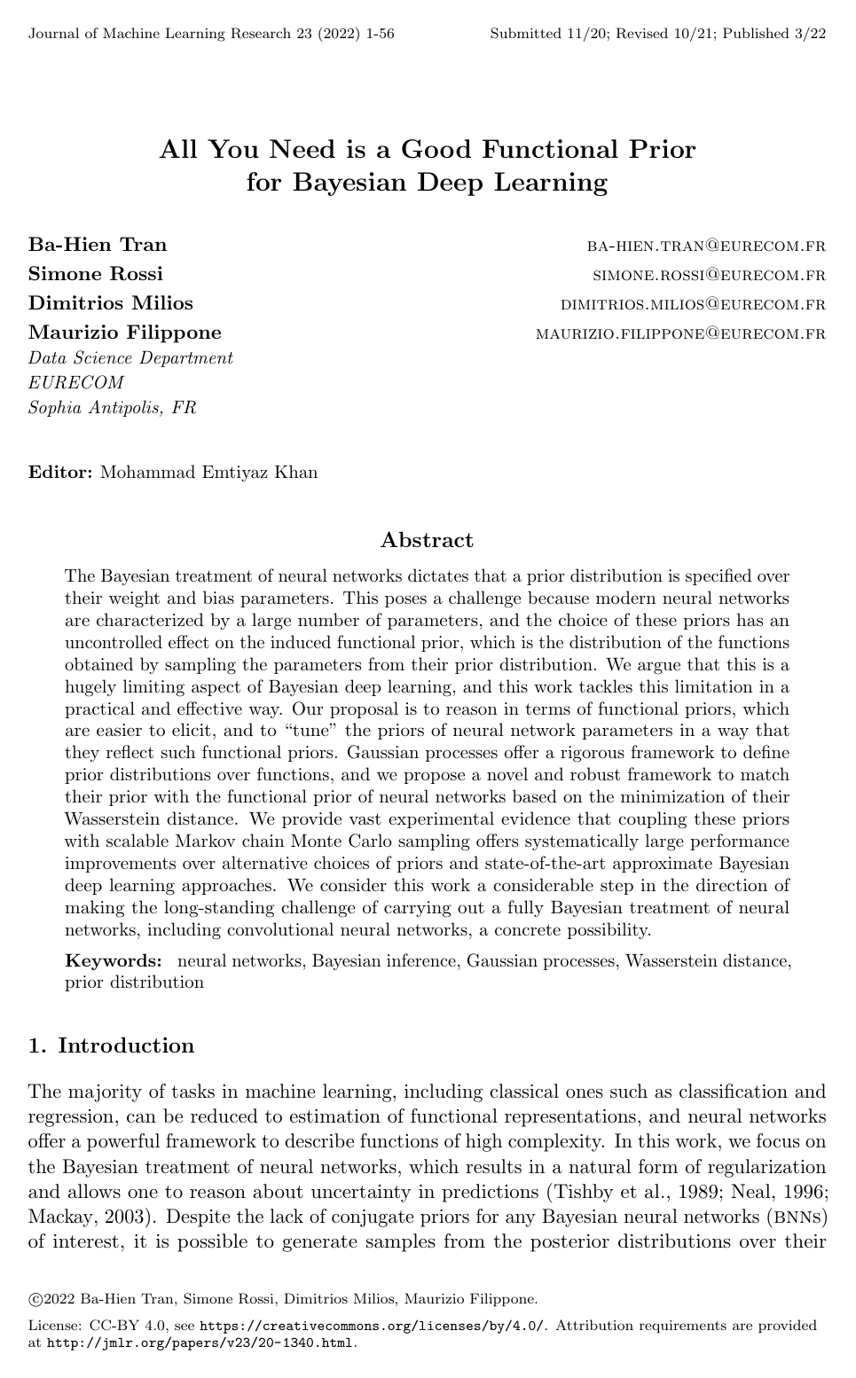 Cover for All You Need is a Good Functional Prior for Bayesian Deep Learning