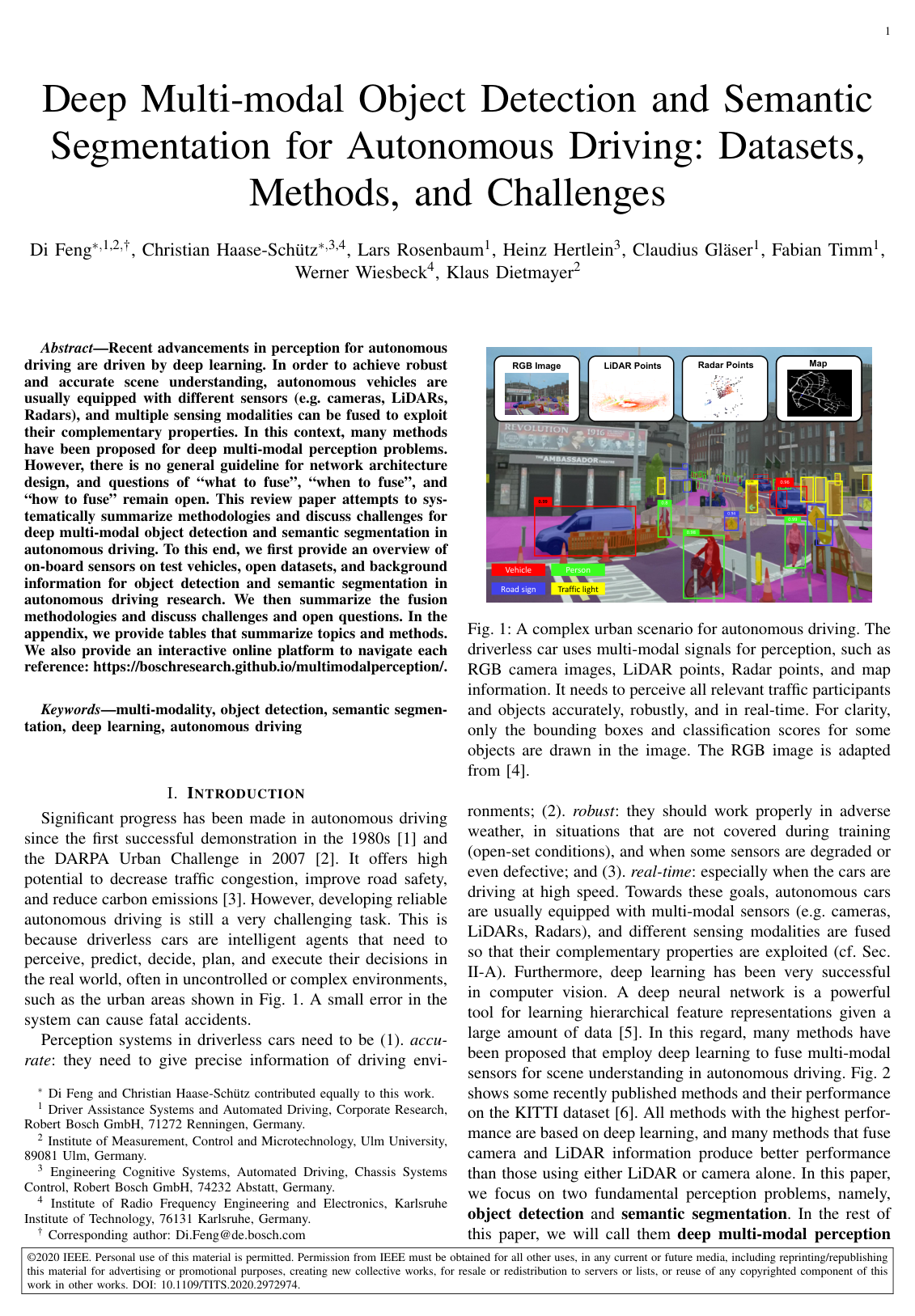 Cover for Deep Multi-Modal Object Detection and Semantic Segmentation for Autonomous Driving: Datasets, Methods, and Challenges