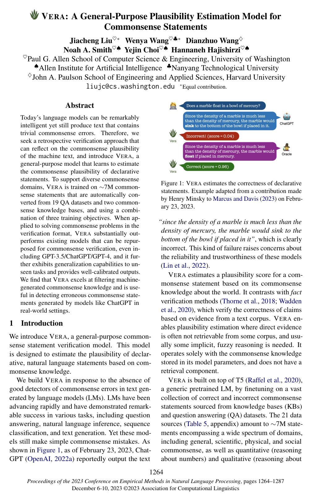 Vera: A General-Purpose Plausibility Estimation Model for Commonsense Statements