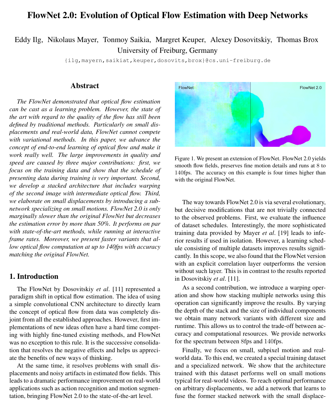 Cover for FlowNet 2.0: Evolution of Optical Flow Estimation with Deep Networks