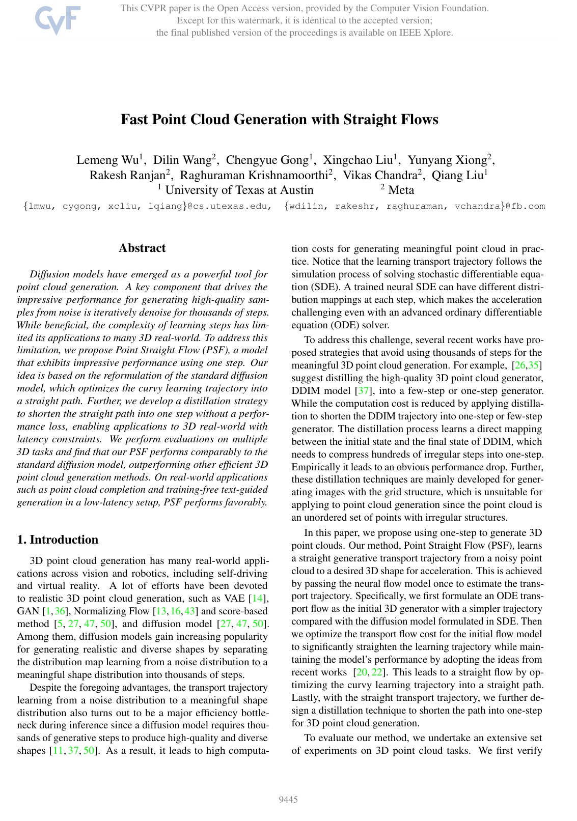 Cover for Fast Point Cloud Generation with Straight Flows