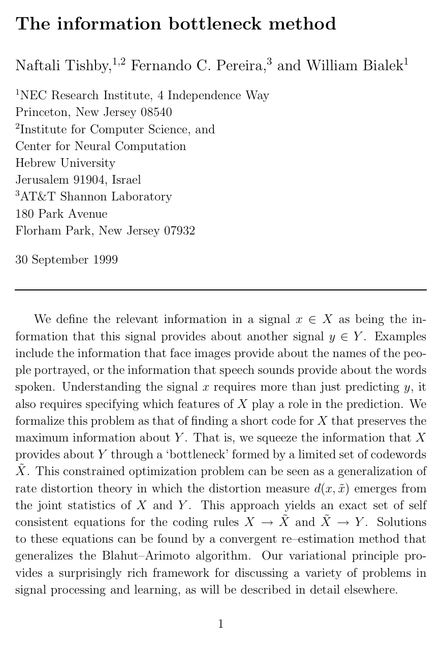 The information bottleneck method