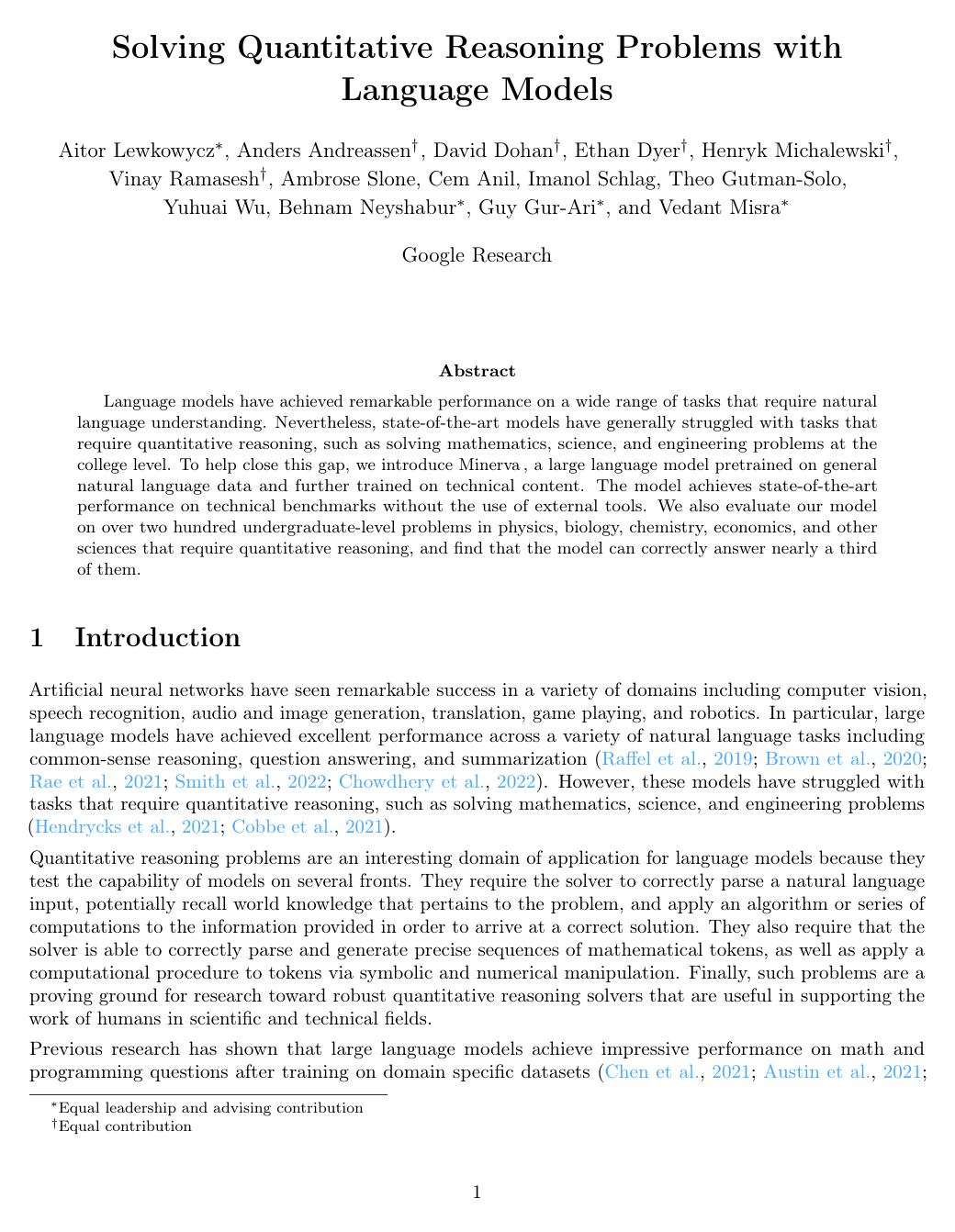 Solving Quantitative Reasoning Problems with Language Models