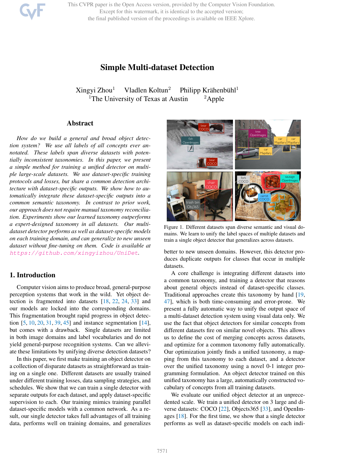 Simple Multi-dataset Detection