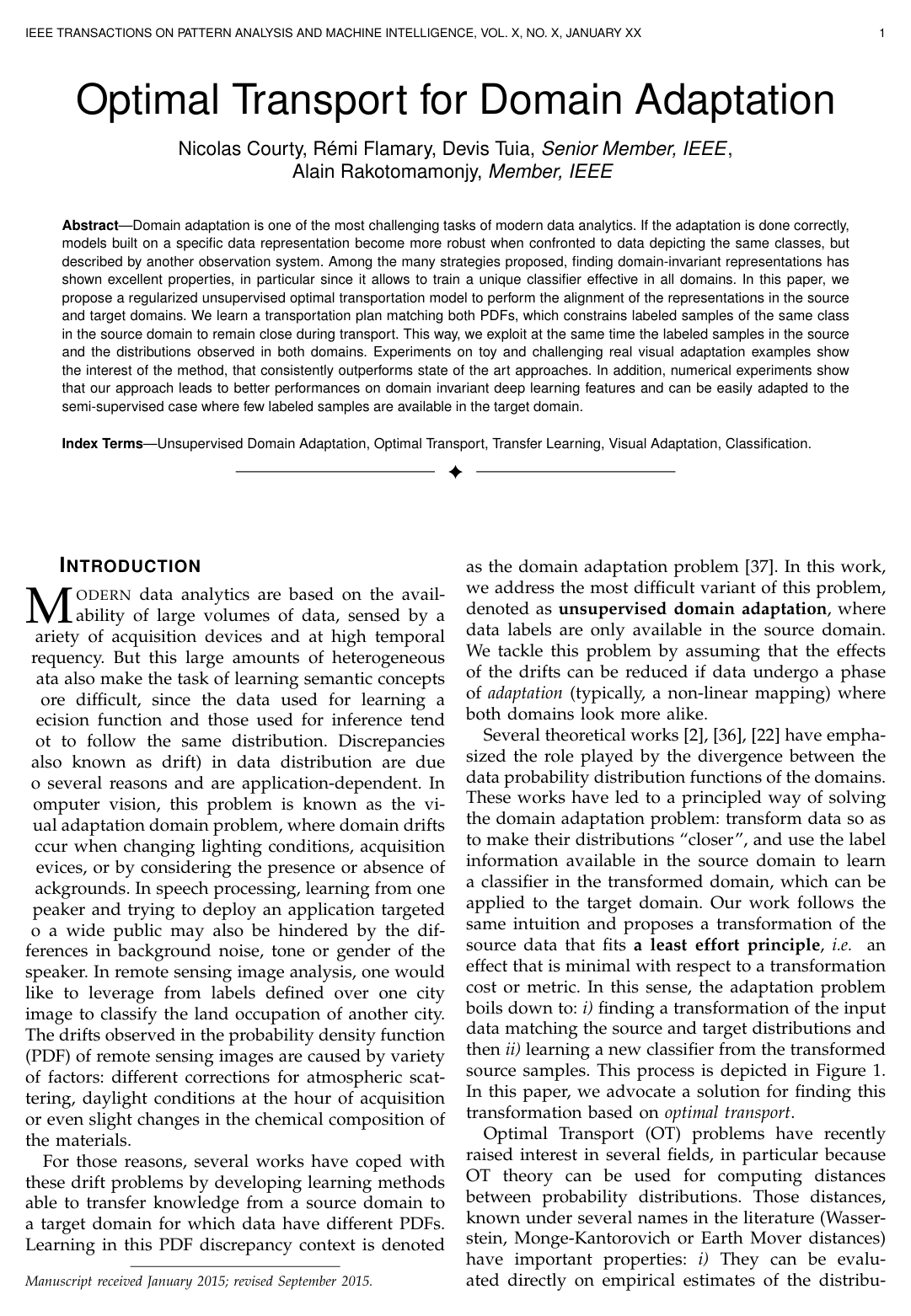 Cover for Optimal Transport for Domain Adaptation