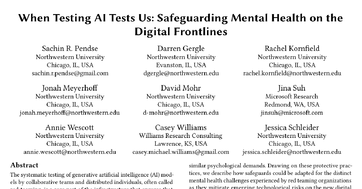 When Testing AI Tests Us: Safeguarding Mental Health on the Digital Frontlines cover