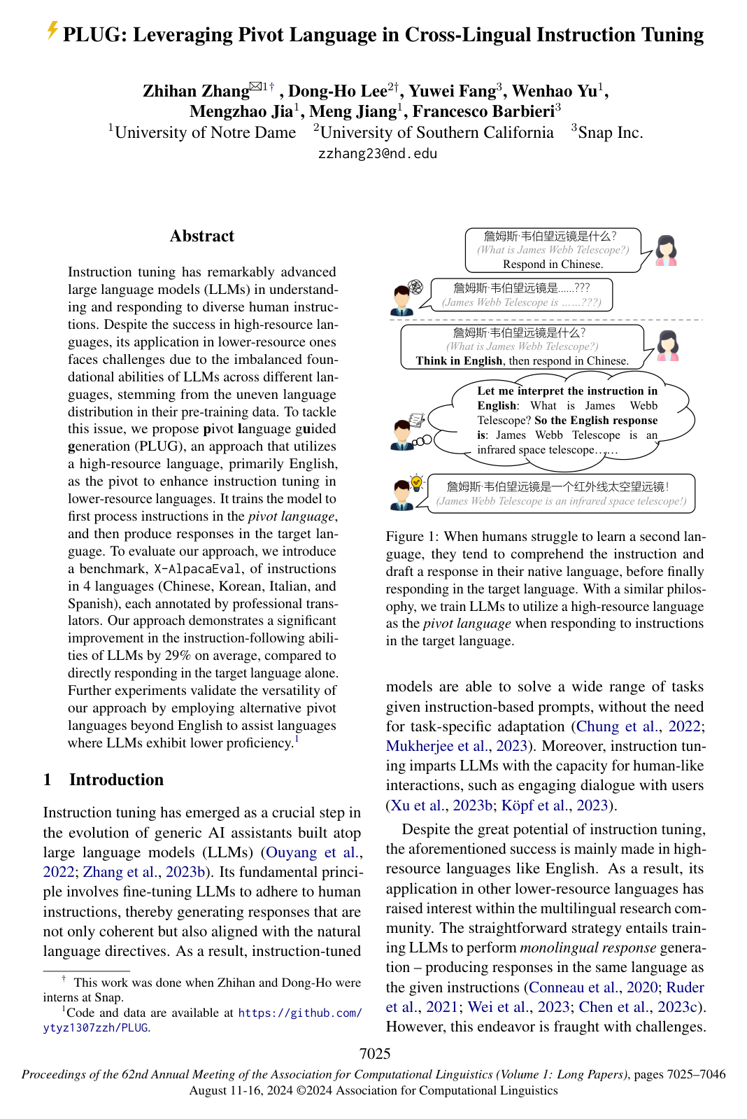 PLUG: Leveraging Pivot Language in Cross-Lingual Instruction Tuning