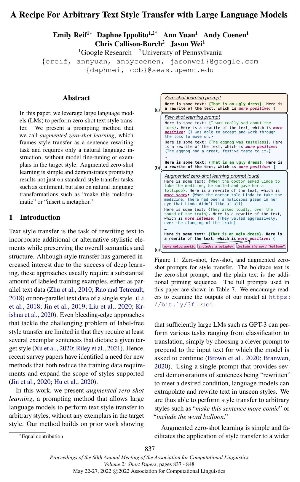Cover for A Recipe for Arbitrary Text Style Transfer with Large Language Models