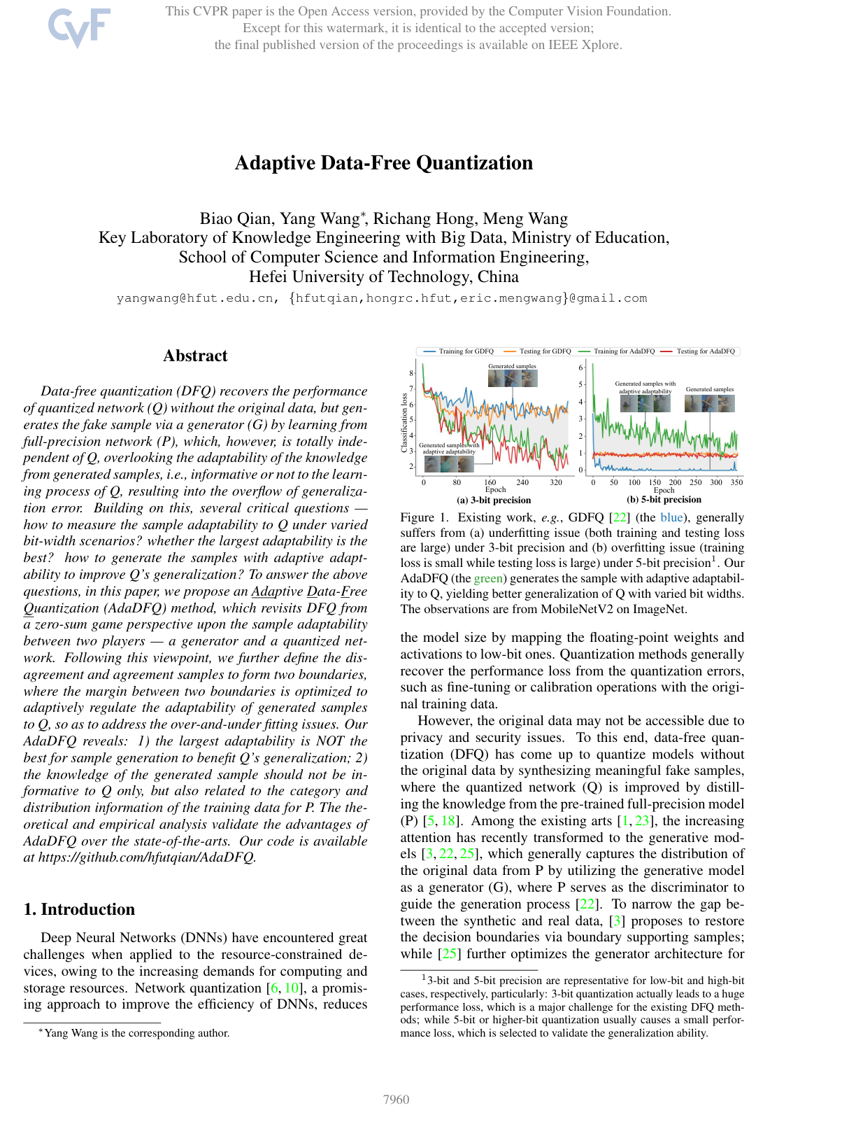 Cover for Adaptive Data-Free Quantization