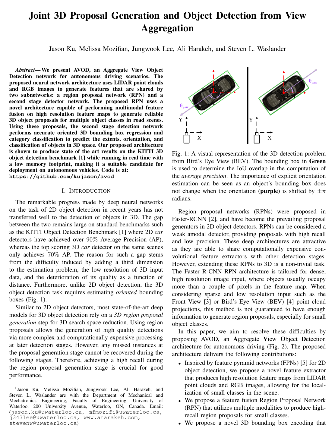 Joint 3D Proposal Generation and Object Detection from View Aggregation