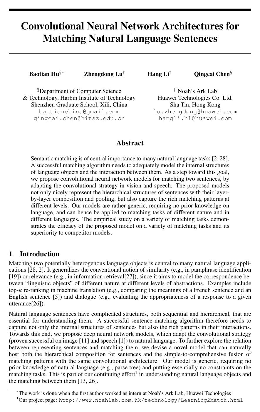 Convolutional Neural Network Architectures for Matching Natural Language Sentences