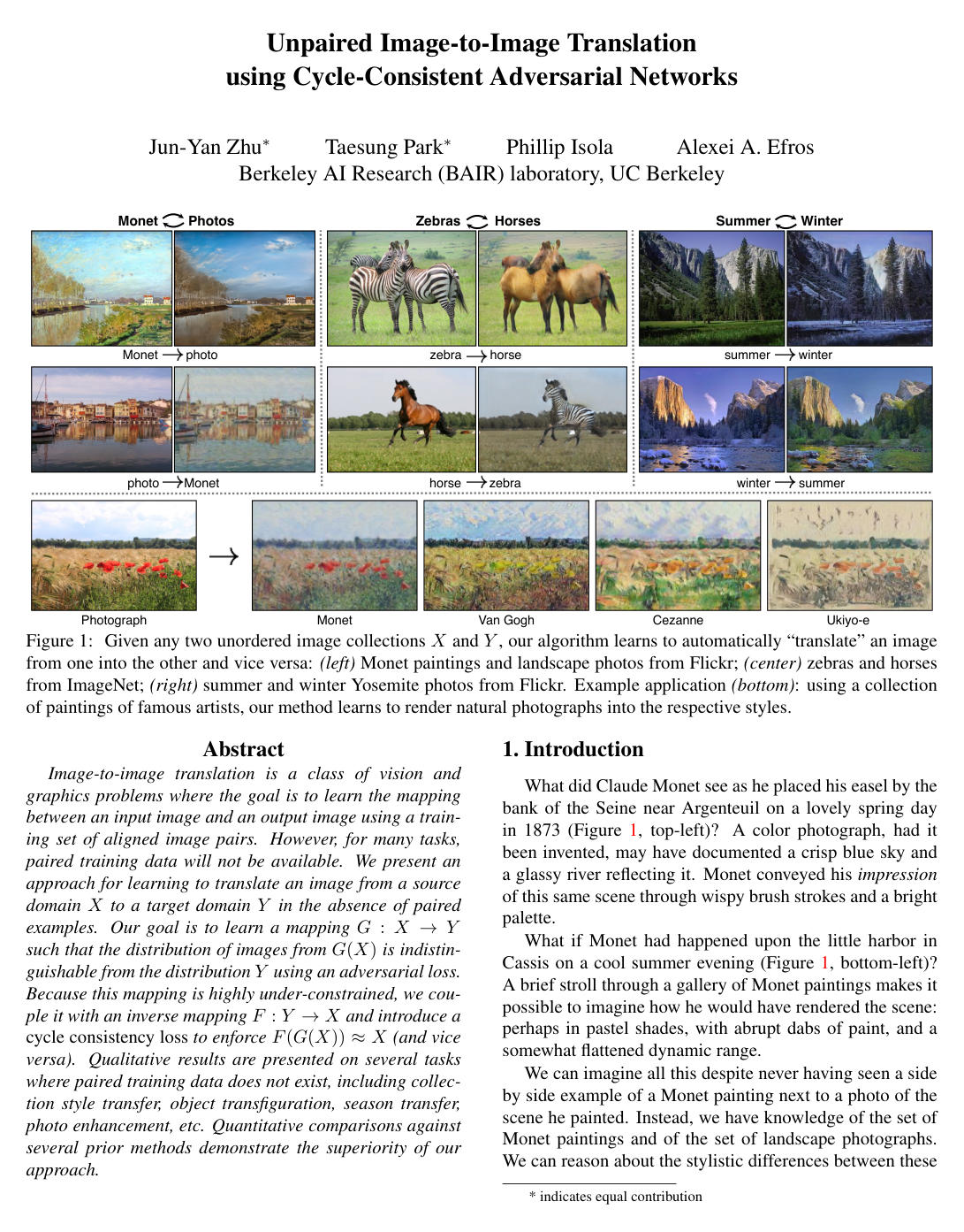 Unpaired Image-to-Image Translation Using Cycle-Consistent Adversarial Networks