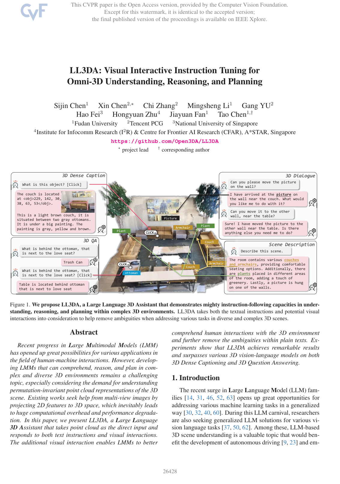 LL3DA: Visual Interactive Instruction Tuning for Omni-3D Understanding, Reasoning, and Planning