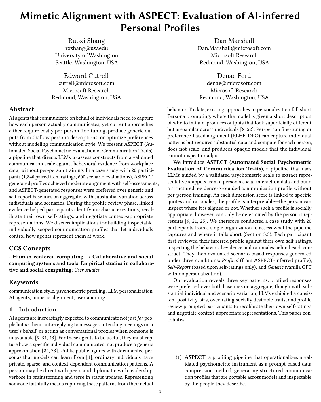 Cover for Mimetic Alignment with ASPECT: Evaluation of AI-inferred Personal Profiles