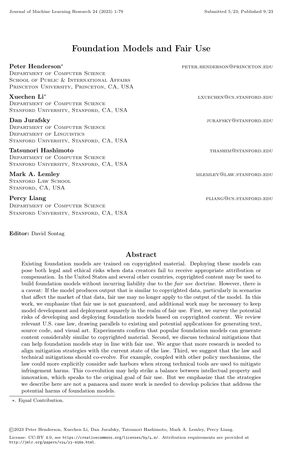 Foundation Models and Fair Use