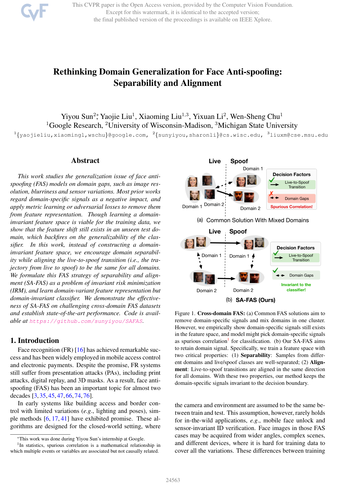 Rethinking Domain Generalization for Face Anti-spoofing: Separability and Alignment