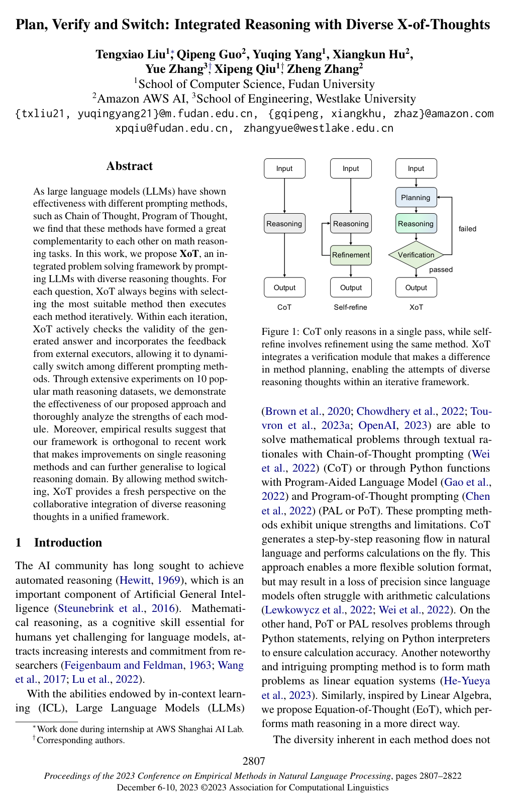 Plan, Verify and Switch: Integrated Reasoning with Diverse X-of-Thoughts