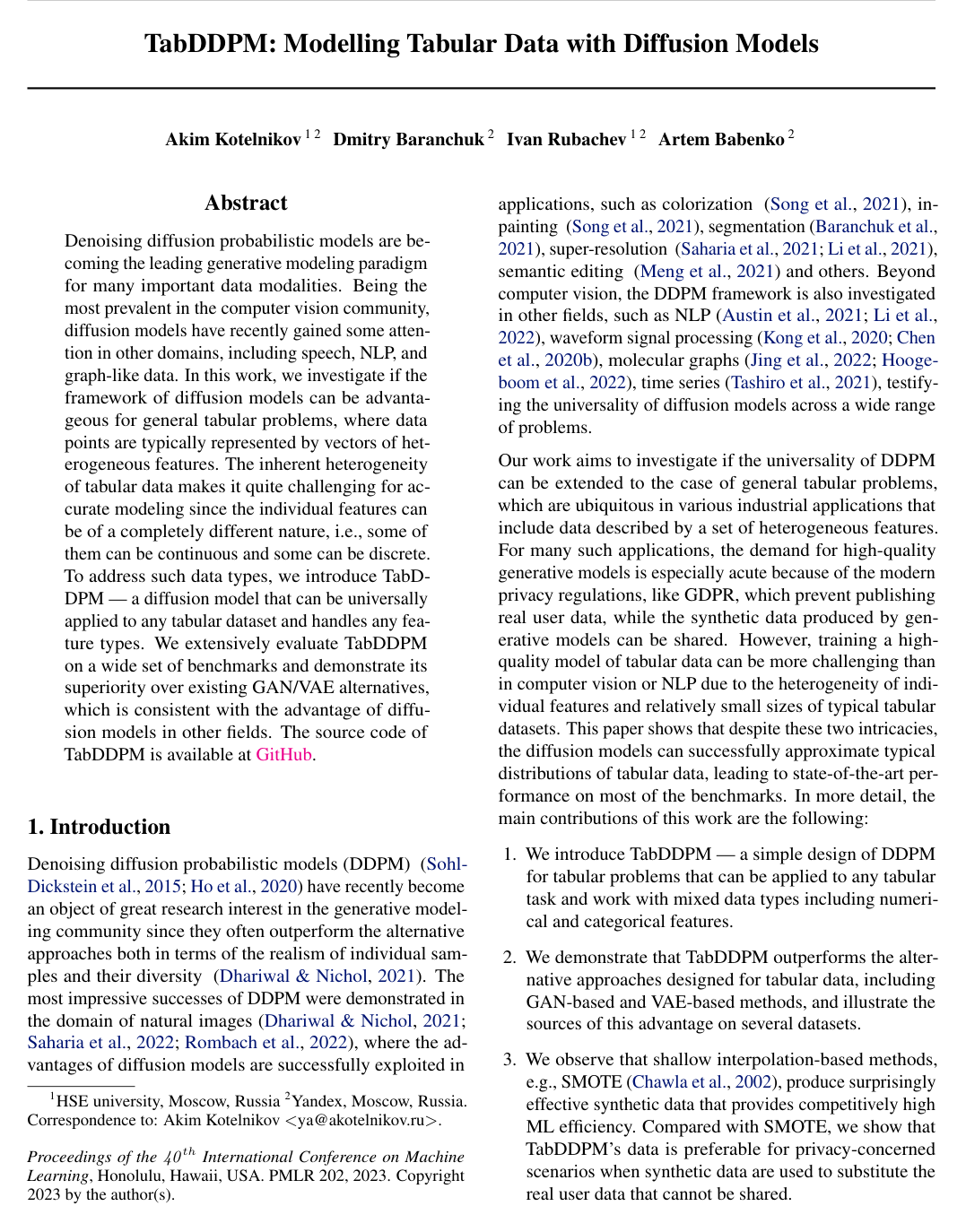 Cover for TabDDPM: Modelling Tabular Data with Diffusion Models