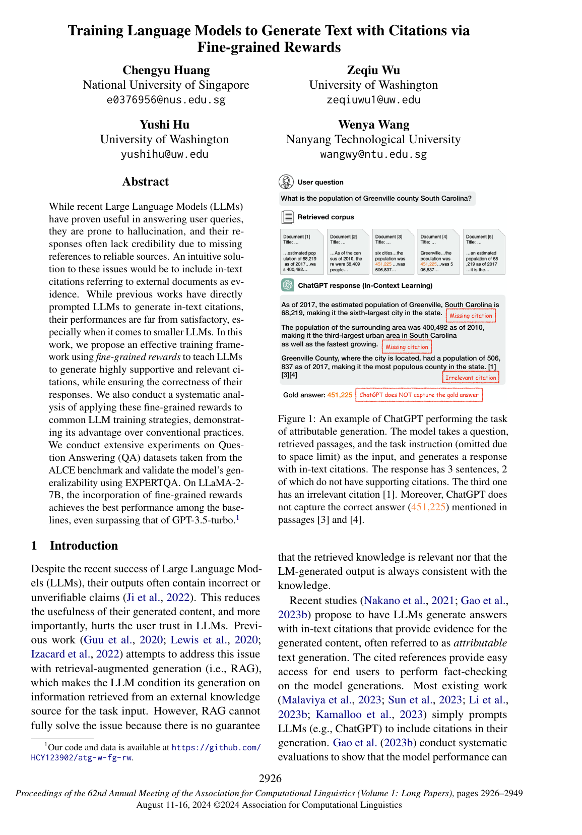 Training Language Models to Generate Text with Citations via Fine-grained Rewards