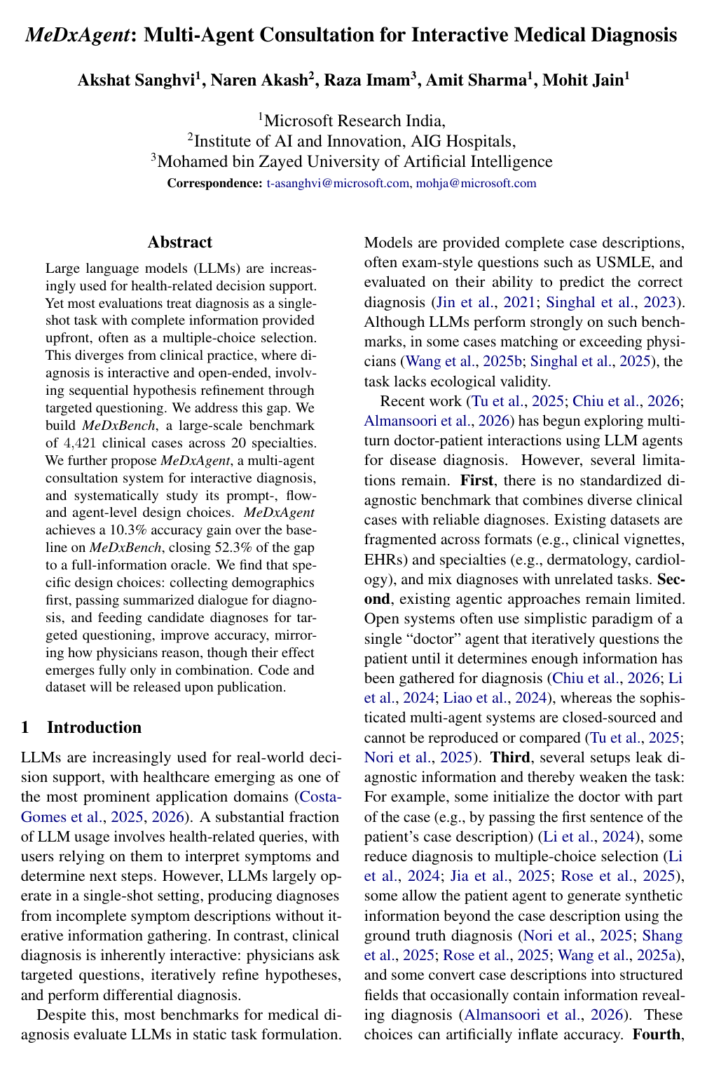 Cover for MeDxAgent: Multi-Agent Consultation for Interactive Medical Diagnosis
