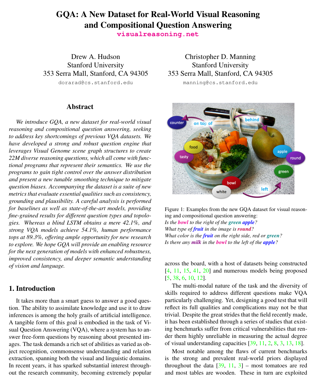 Cover for GQA: A New Dataset for Real-World Visual Reasoning and Compositional Question Answering