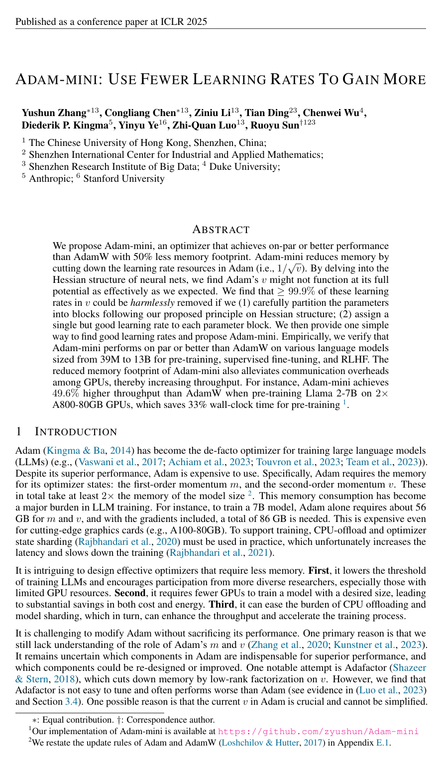 Cover for Adam-mini: Use Fewer Learning Rates To Gain More