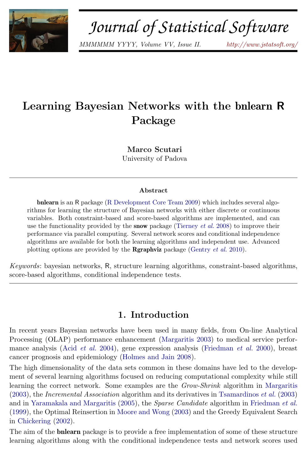 Cover for Learning Bayesian Networks with the bnlearn R Package