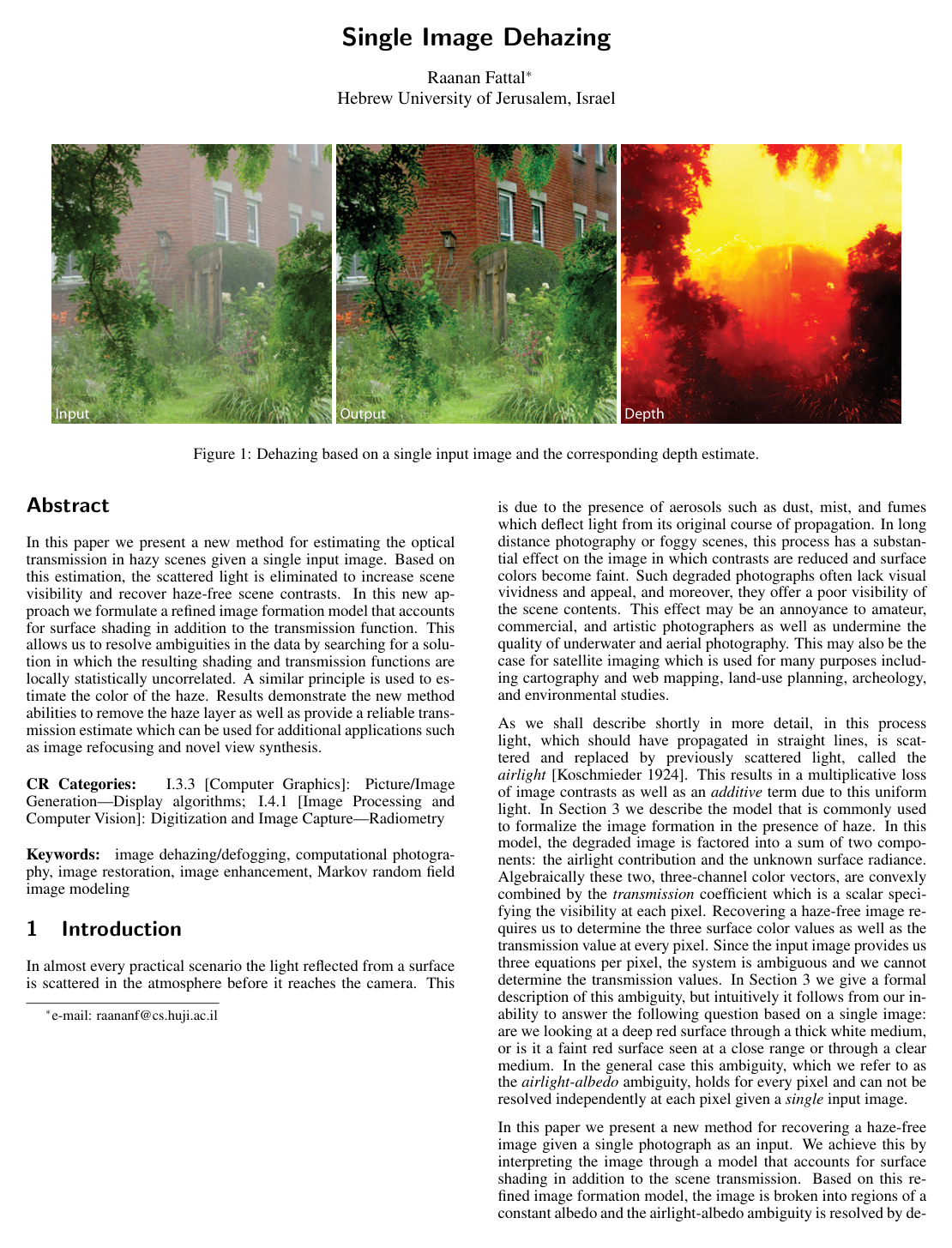 Cover for Single image dehazing