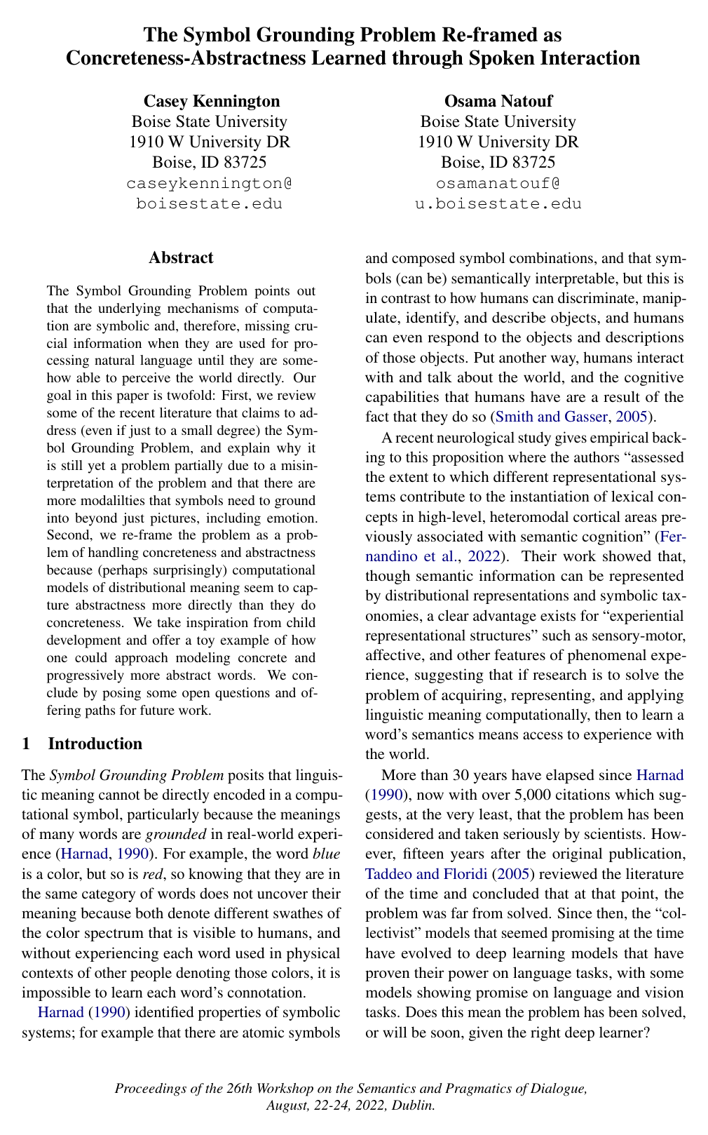 Cover for The Symbol Grounding Problem