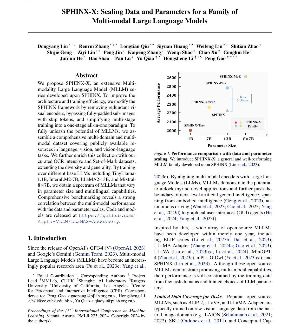 SPHINX-X: Scaling Data and Parameters for a Family of Multi-modal Large Language Models