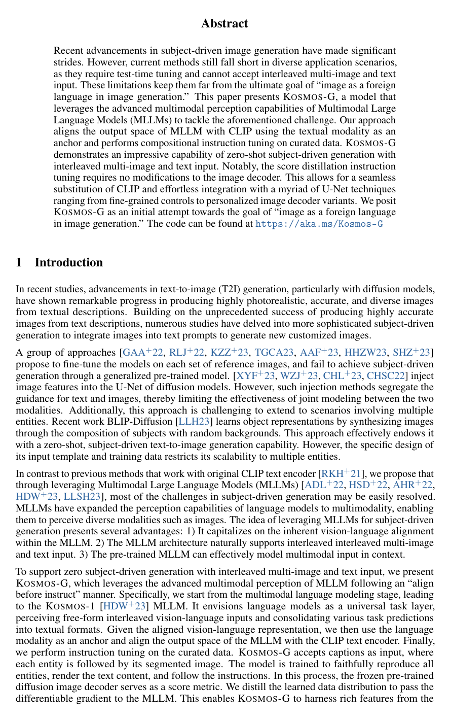Kosmos-G: Generating Images in Context with Multimodal Large Language Models